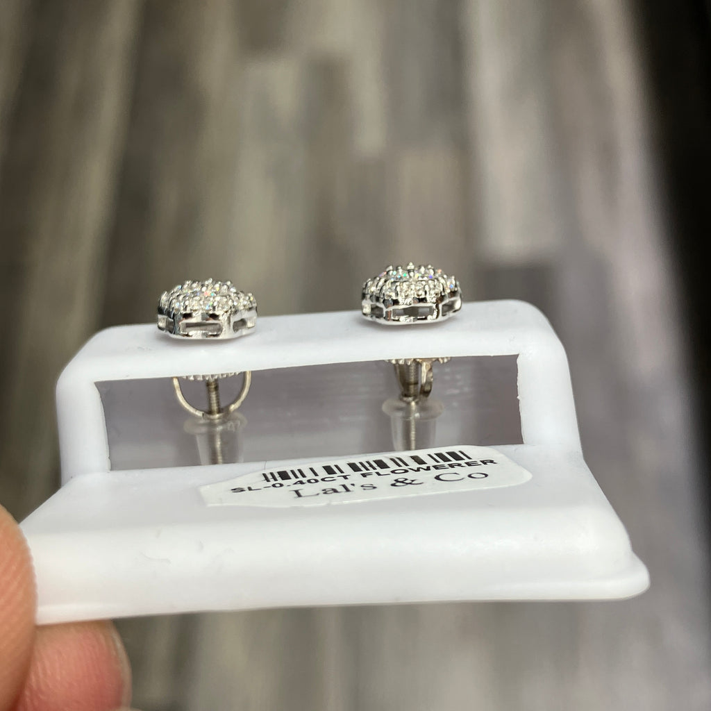 925 Sterling Silver Flower Moissanite Stud Earrings
