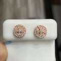 925 Sterling Silver Rose Gold-Coated Moissanite Circle Cross Stud Earrings, 0.52 CT