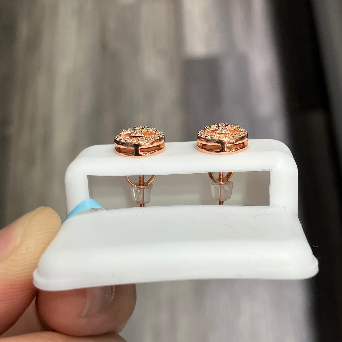 925 Sterling Silver Rose Gold-Coated Moissanite Circle Cross Stud Earrings, 0.52 CT