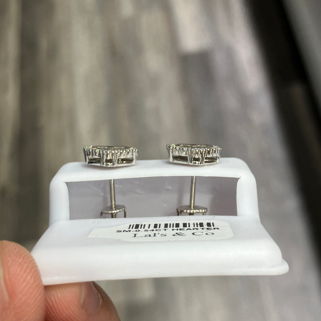 925 Sterling Silver VVS-D Moissanite Heart Shaped Earrings Studs