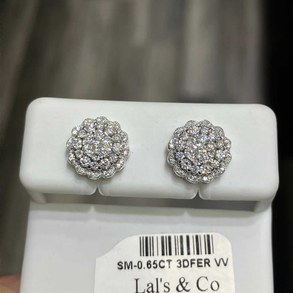 Flower Style 925 Sterling Silver Moissanite 0.65CTW VVS-D Stud Earrings