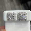 Square Moon-Cut Lab-Grown Diamond Stud Earrings in 925 Sterling Silver