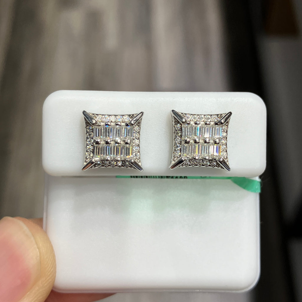 Square Shape 925 Sterling Silver VVS-D Moissanite 1.18CTW Stud Earrings