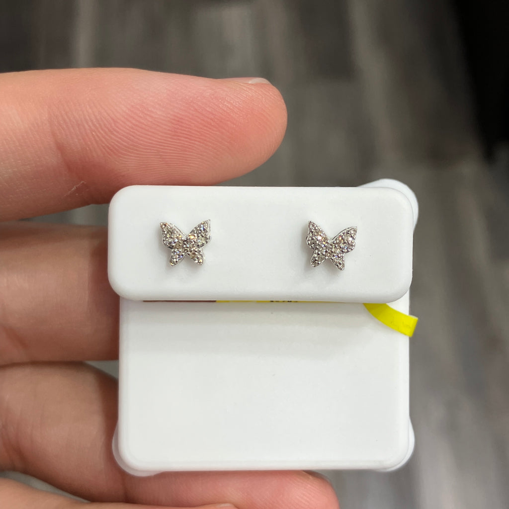 Butterfly Lab-Grown Diamond Stud Earrings in 925 Sterling Silver