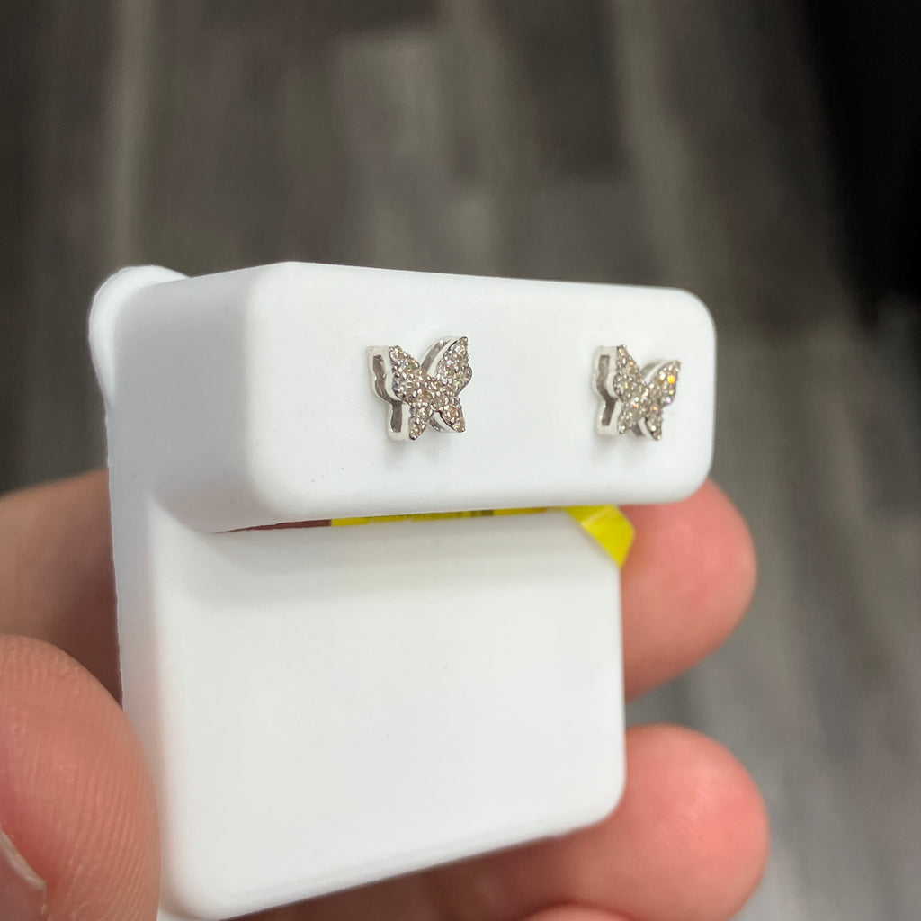 Butterfly Lab-Grown Diamond Stud Earrings in 925 Sterling Silver
