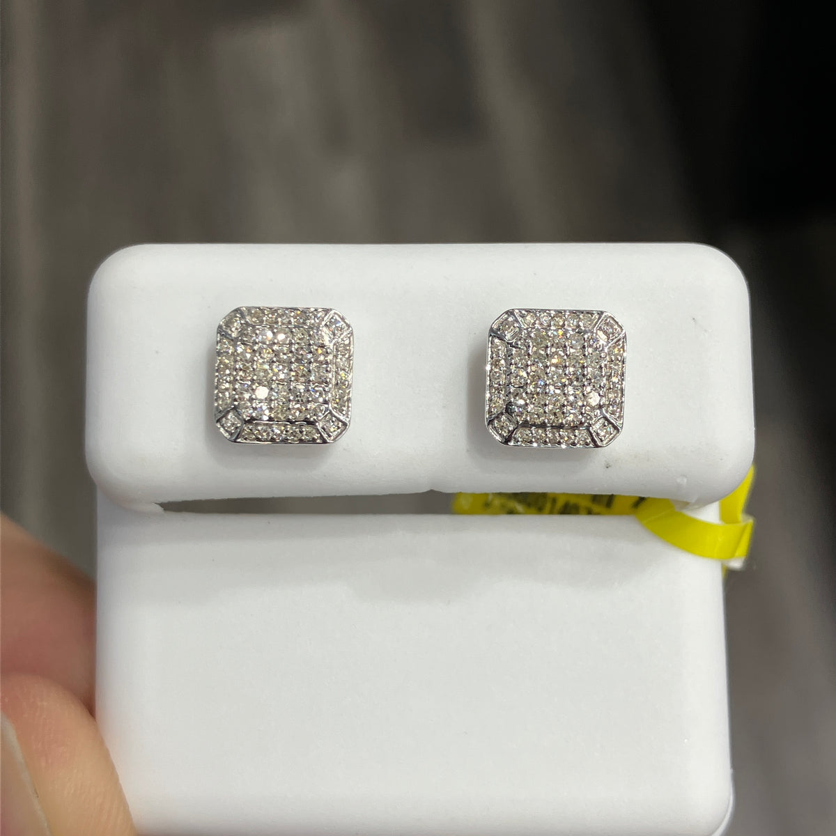 Square Lab-Created Diamond Stud Earrings in 925 Sterling Silver