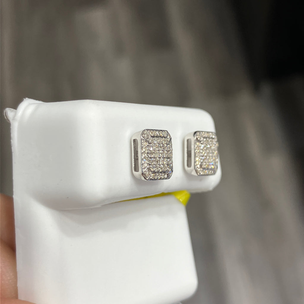 Square Lab-Created Diamond Stud Earrings in 925 Sterling Silver