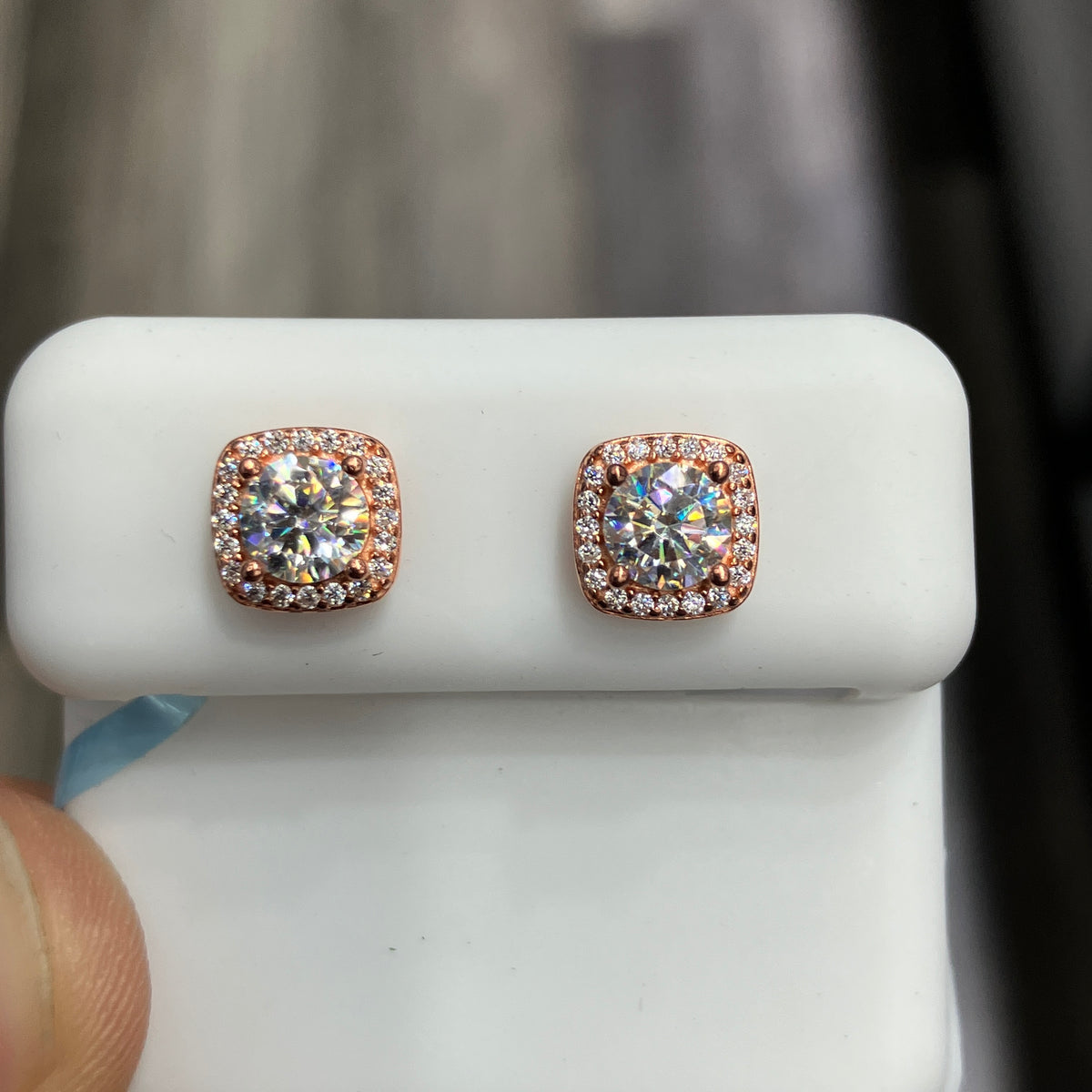 Sterling Silver 925 Rose Gold Coated VVS1-D 1.20 CTW Moissanite Studs