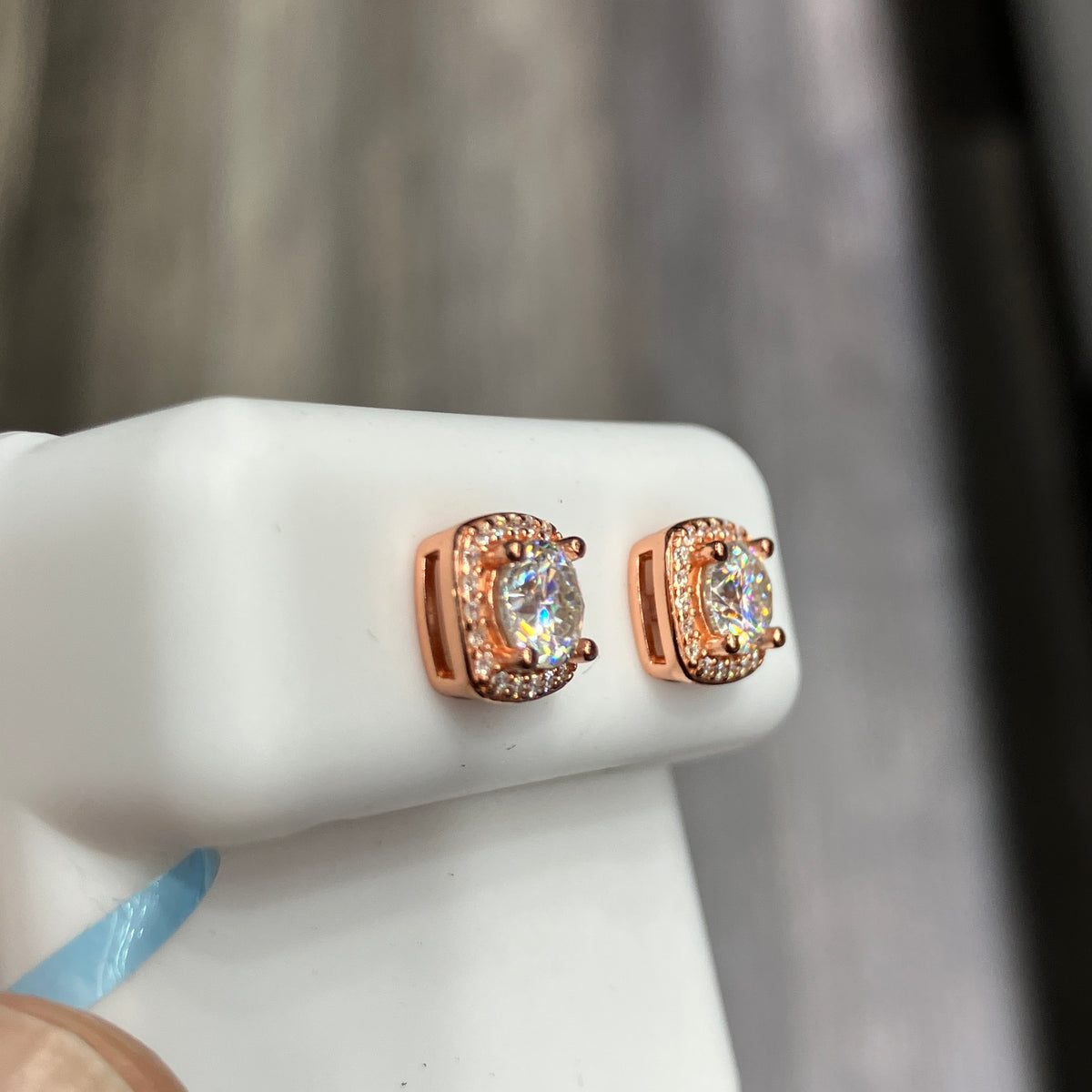 Sterling Silver 925 Rose Gold Coated VVS1-D 1.20 CTW Moissanite Studs