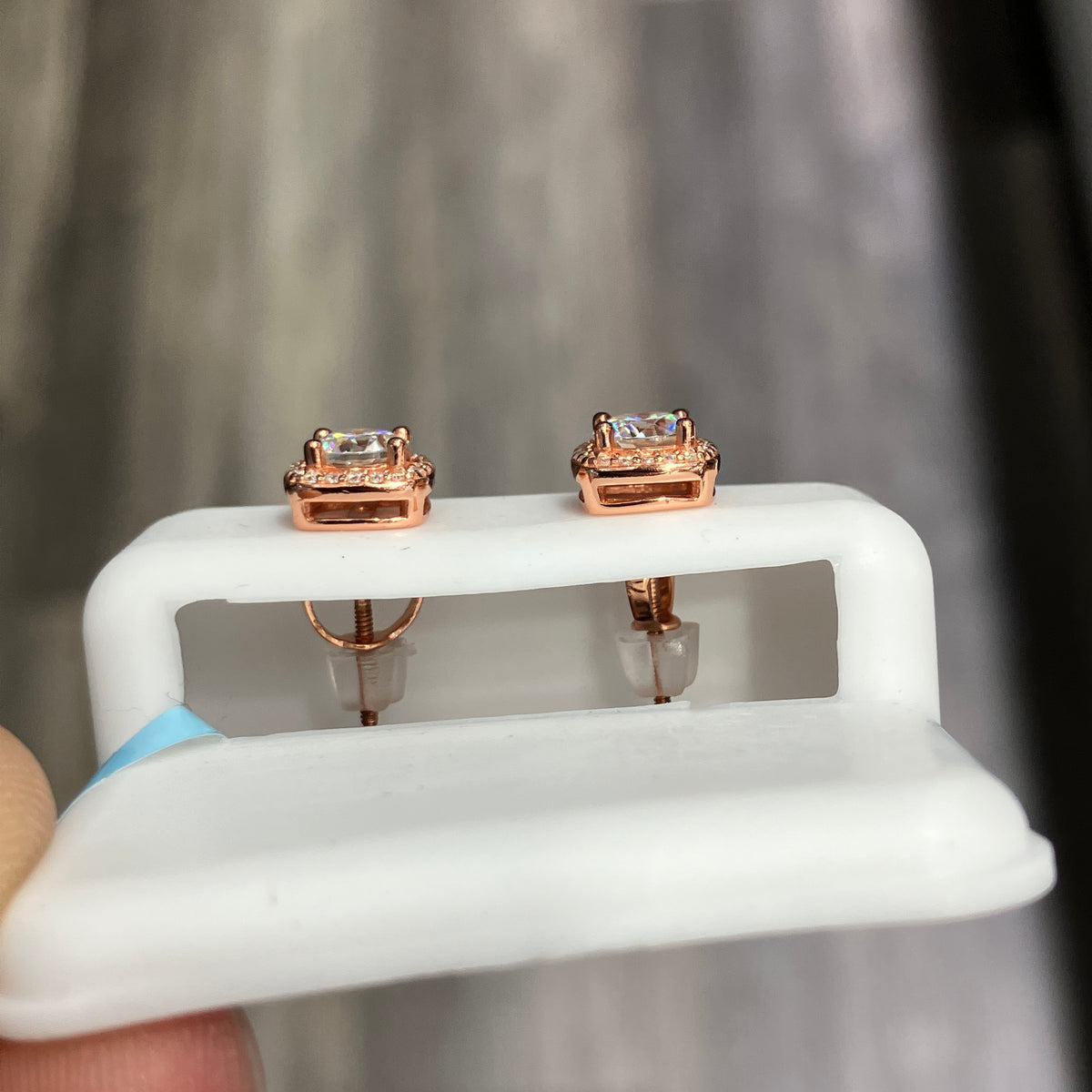 Sterling Silver 925 Rose Gold Coated VVS1-D 1.20 CTW Moissanite Studs