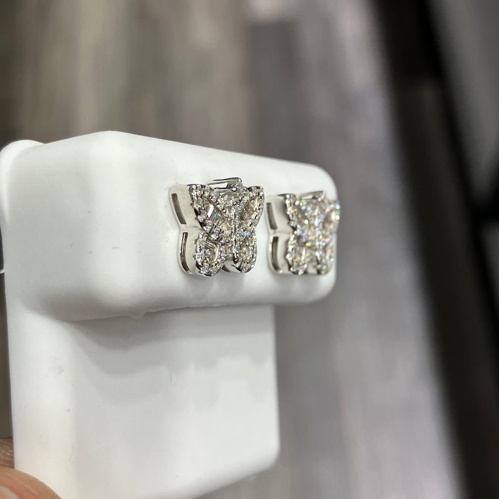 925 Sterling Silver VVS-D 0.92CTW Moissanite Butterfly Shaped Earrings Studs