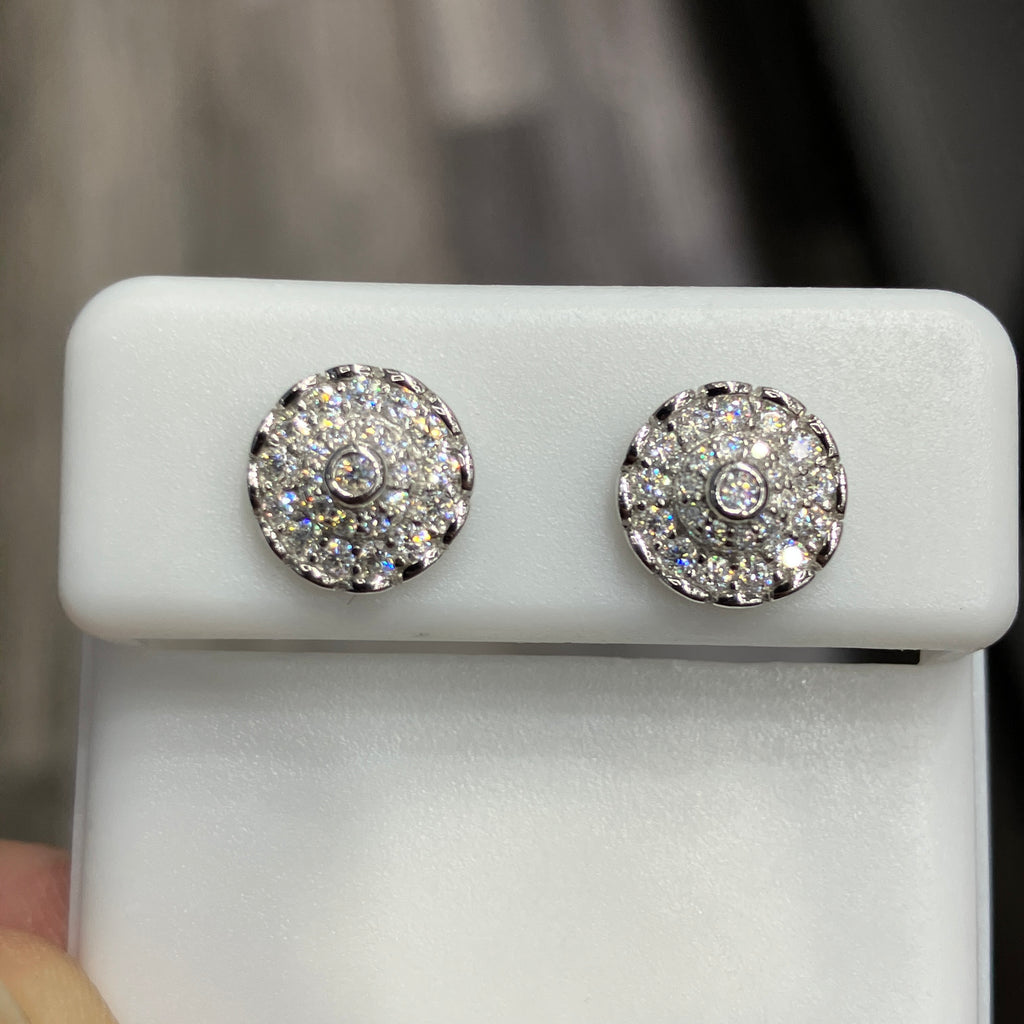 925 Sterling Silver Circle 0.46CTW VVS-D Moissanite Earrings Studs
