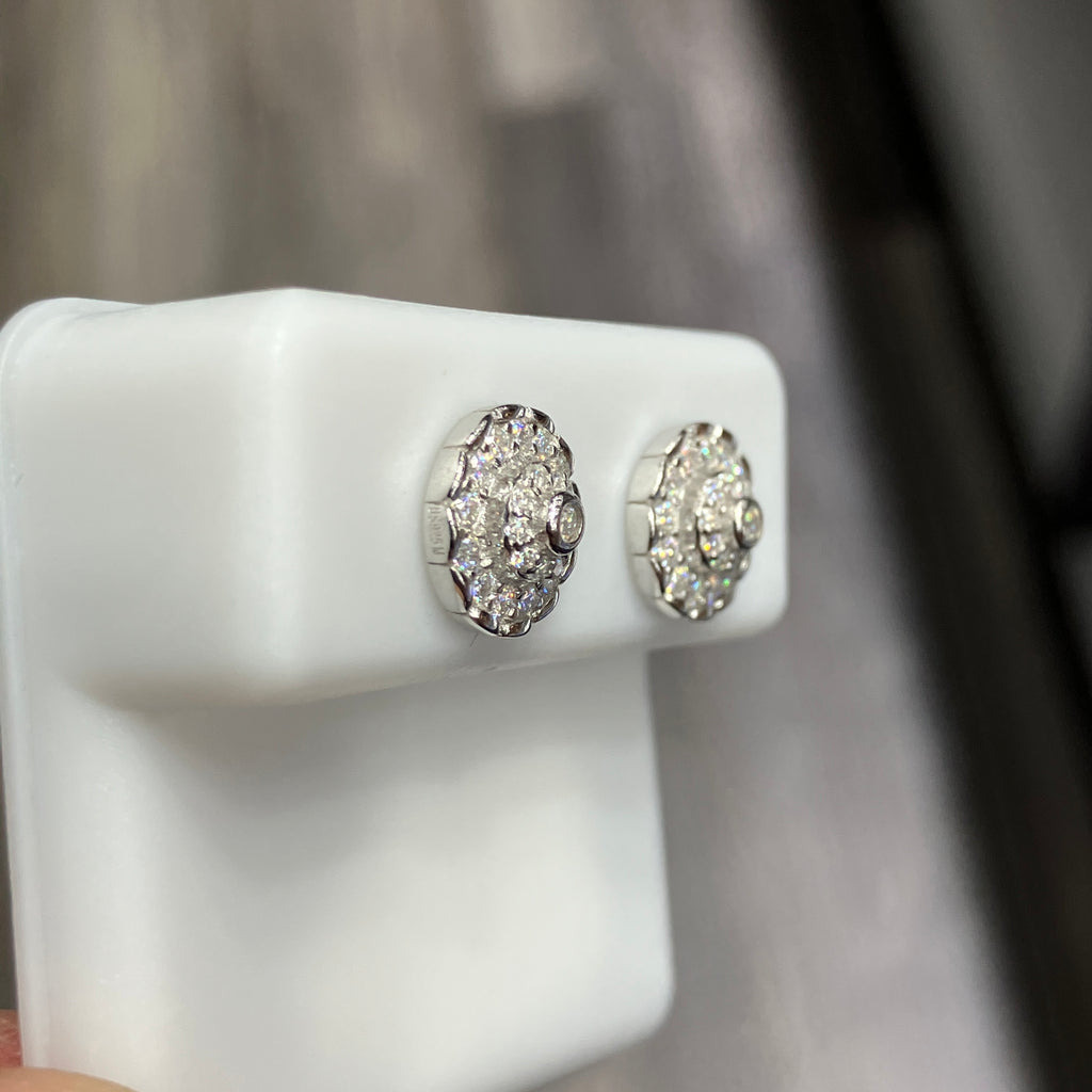 925 Sterling Silver Circle 0.46CTW VVS-D Moissanite Earrings Studs