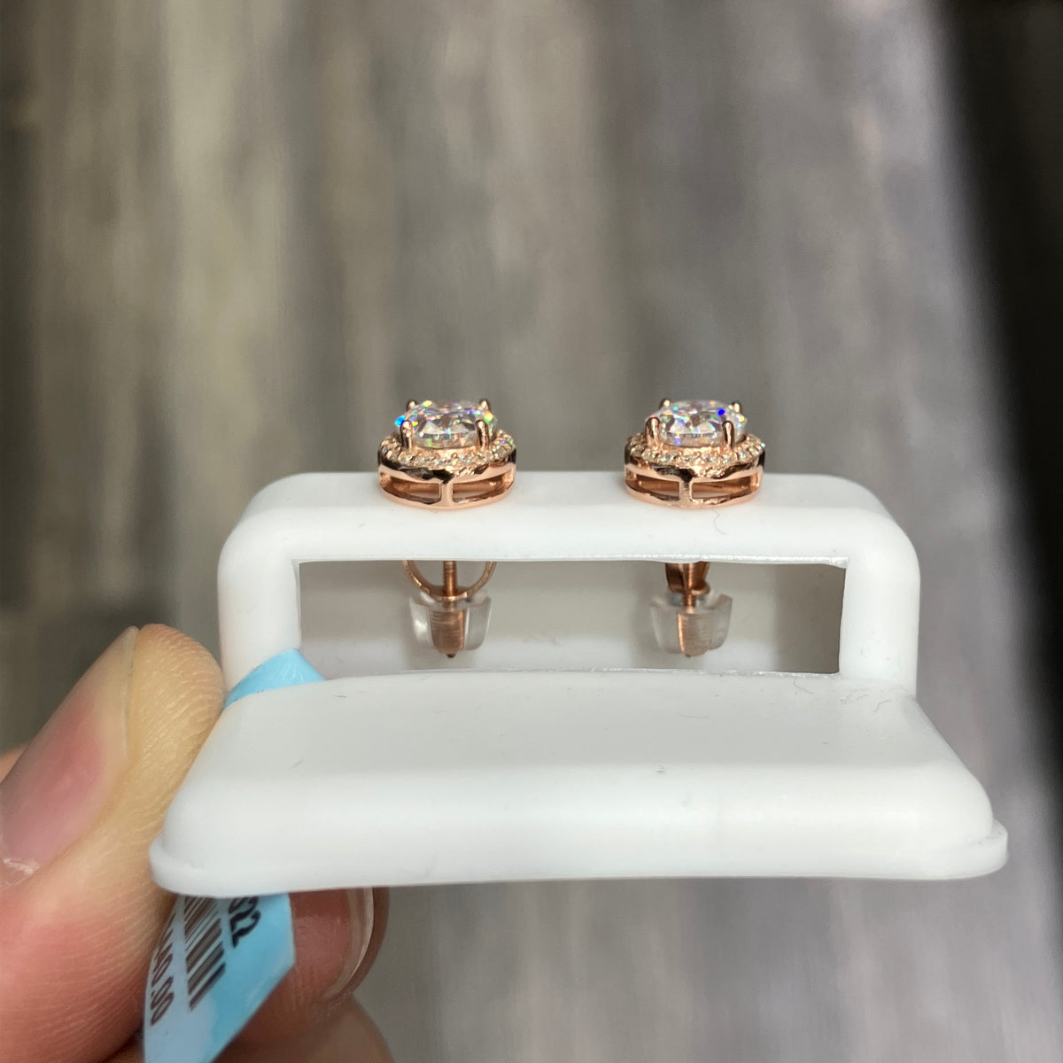 925 Sterling Silver Rose Gold Coated 3.22CTW VVS-D Moissanite Oval Earrings Studs