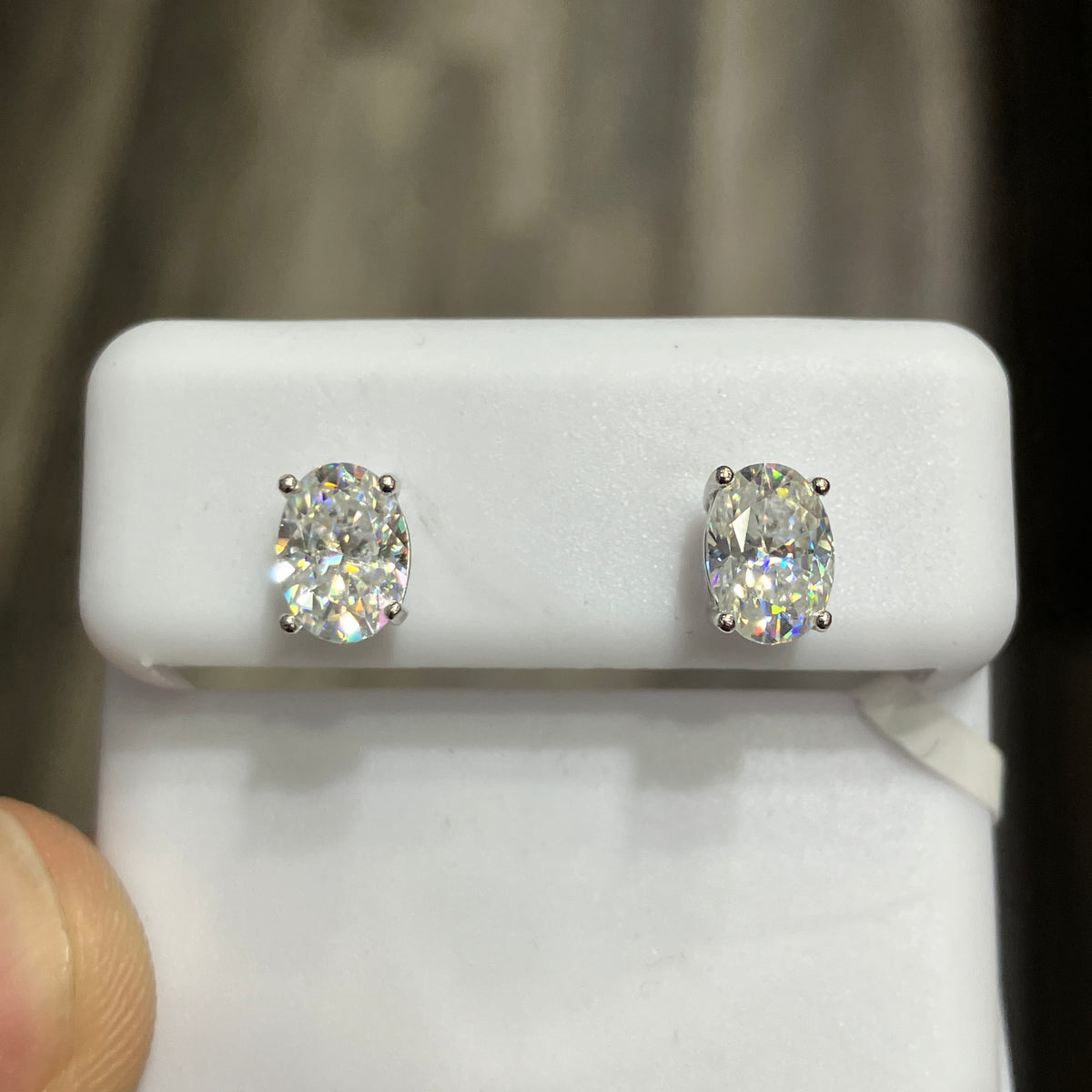 925 Sterling Silver Oval 2.00 CTW VVS-D Moissanite Solitaire Earrings Studs