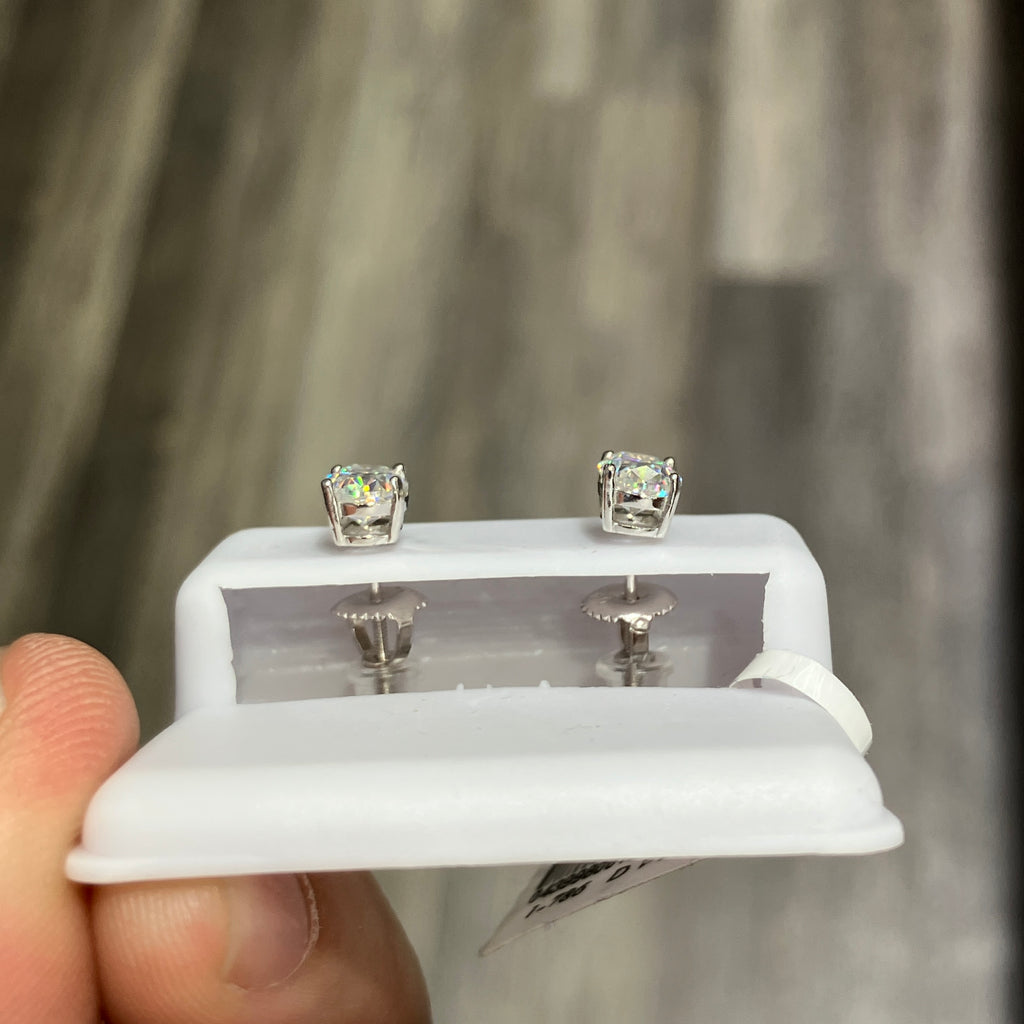 925 Sterling Silver Oval 2.00 CTW VVS-D Moissanite Solitaire Earrings Studs