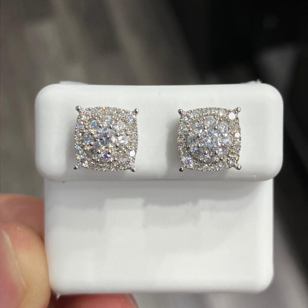 Square Lab-Created Diamond Stud Earrings in 925 Sterling Silver