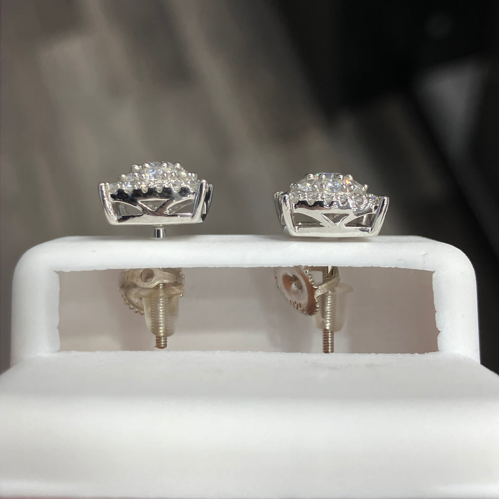 Square Lab-Created Diamond Stud Earrings in 925 Sterling Silver