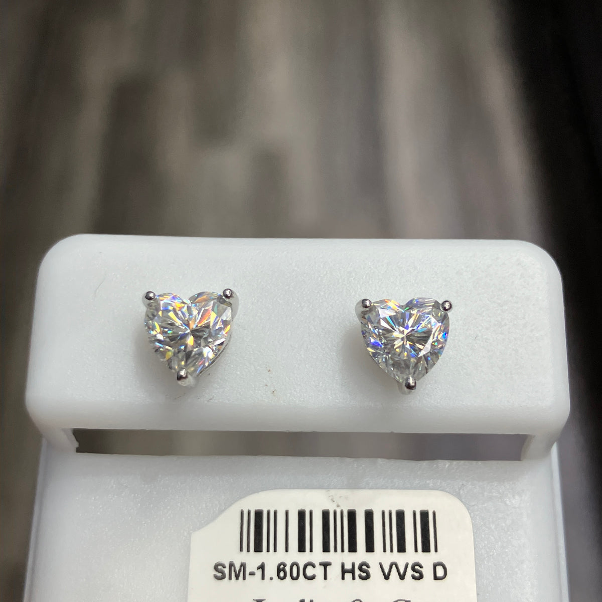 Heart Shaped Solitaire 1.60CTW VVS-D Moissanite Studs 925 Sterling Silver Earring Set
