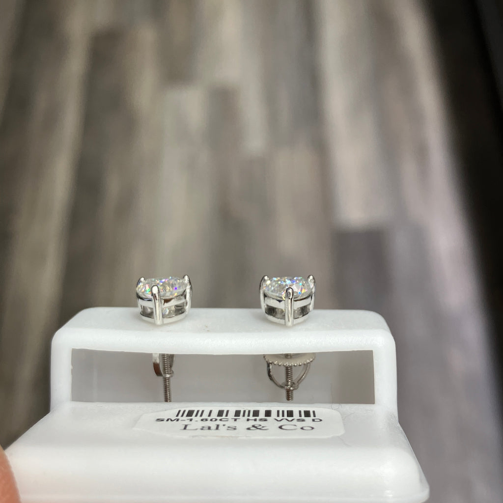 Heart Shaped Solitaire 1.60CTW VVS-D Moissanite Studs 925 Sterling Silver Earring Set