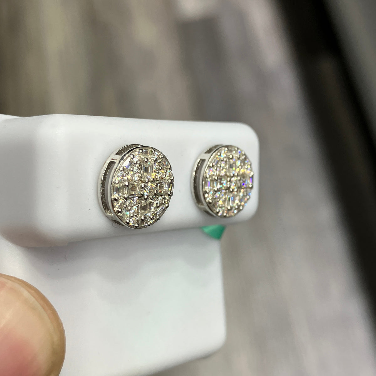 925 Sterling Silver 0.95CTW VVS-D Moissanite Baguette Cross Earrings Studs