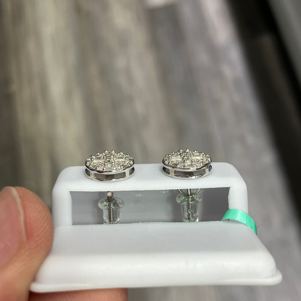 925 Sterling Silver 0.95CTW VVS-D Moissanite Baguette Cross Earrings Studs