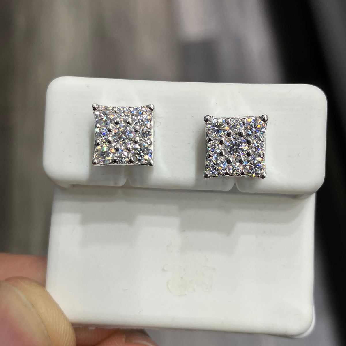 925 Sterling Silver Moissanite 0.84CTW VVS-D Square Stud Earrings