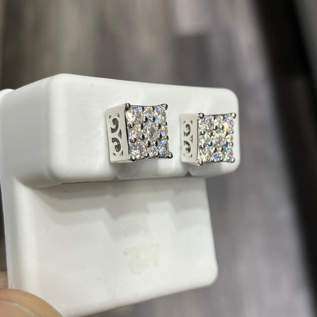 925 Sterling Silver Moissanite 0.84CTW VVS-D Square Stud Earrings
