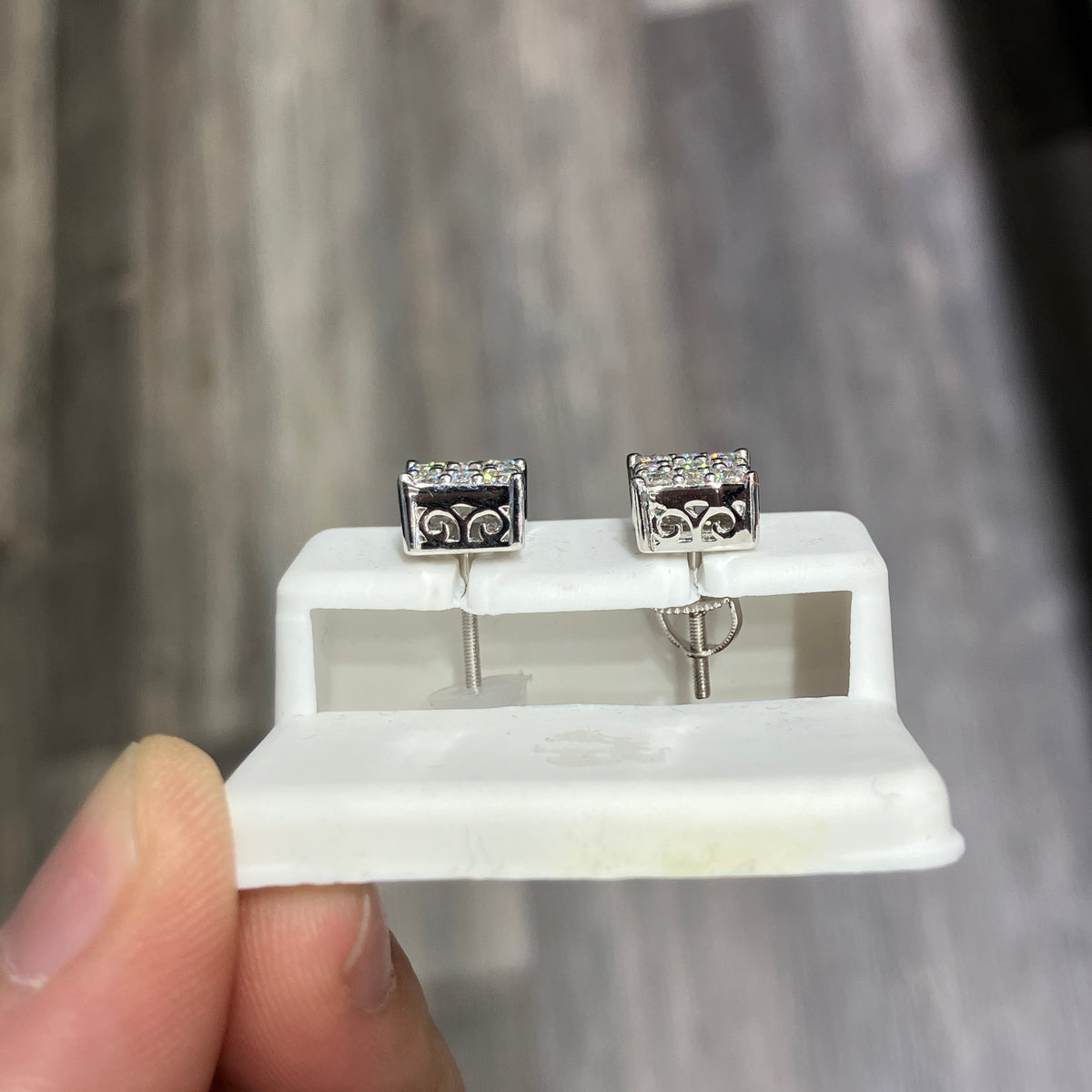 925 Sterling Silver Moissanite 0.84CTW VVS-D Square Stud Earrings