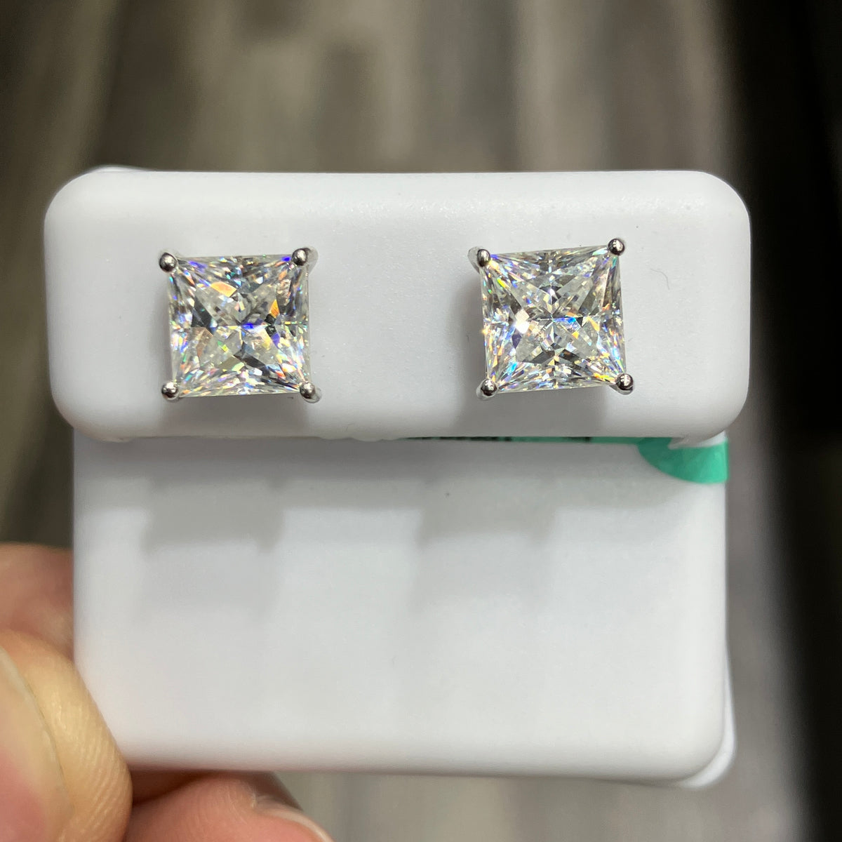 4.00 CTW VVS-D Moissanite 925 Sterling Silver Princess Cut Solitaire Stud Earrings