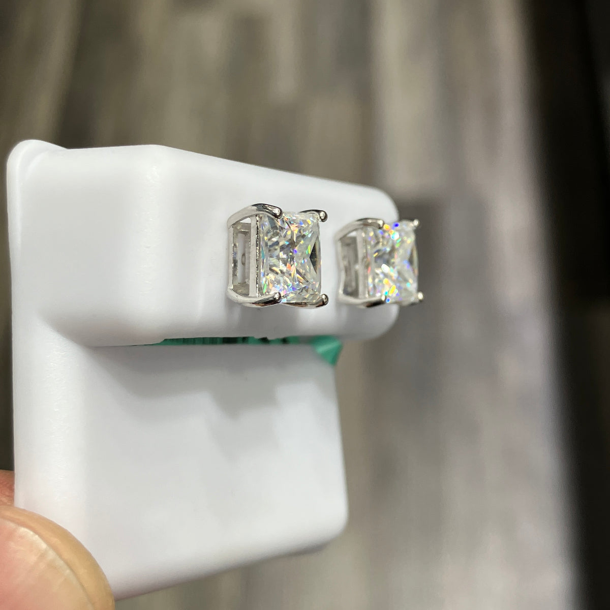 4.00 CTW VVS-D Moissanite 925 Sterling Silver Princess Cut Solitaire Stud Earrings