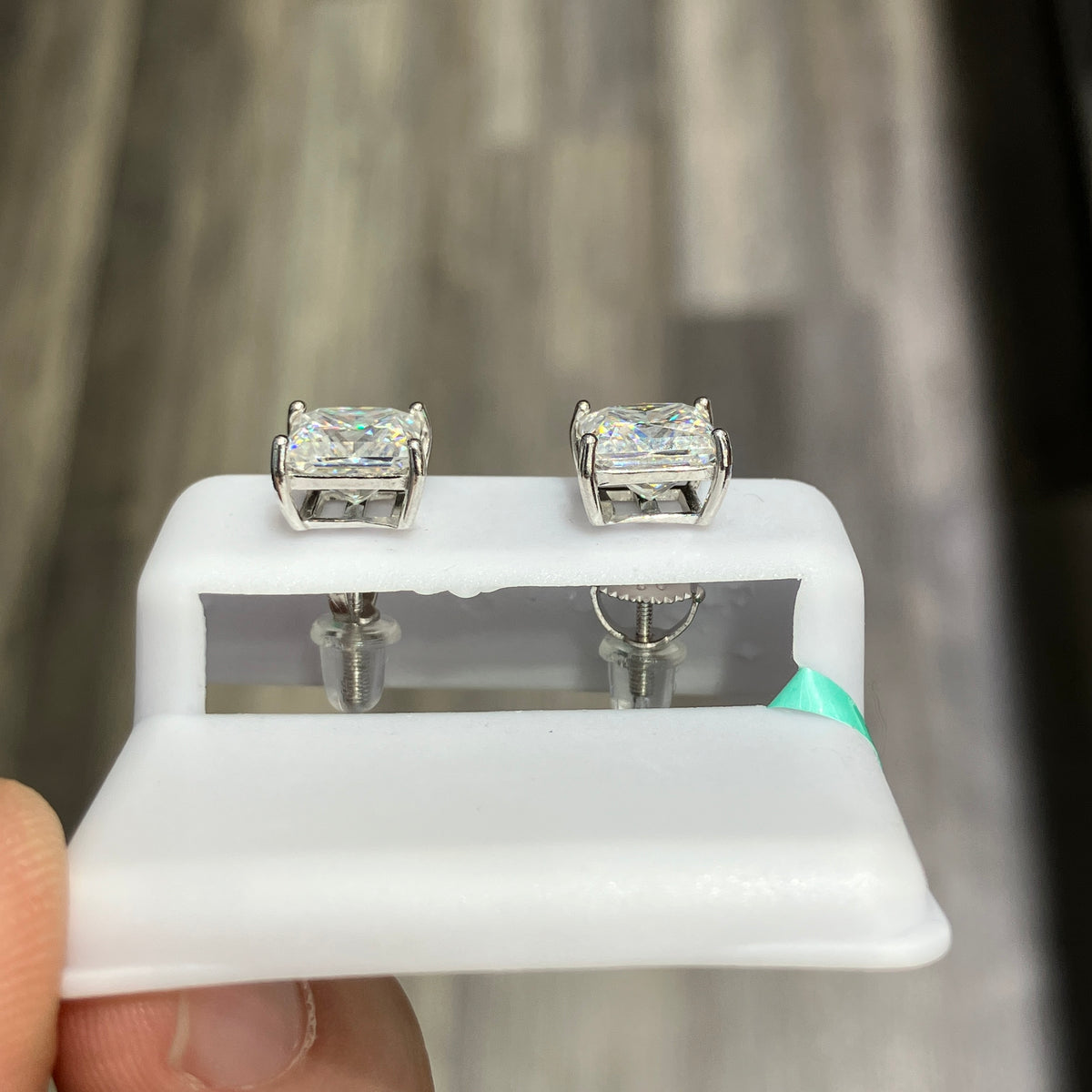 4.00 CTW VVS-D Moissanite 925 Sterling Silver Princess Cut Solitaire Stud Earrings