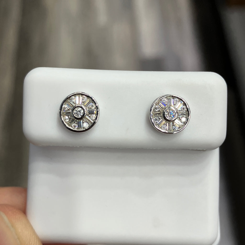 925 Sterling Silver Circle 0.59CTW VVS-D Moissanite Earrings Studs