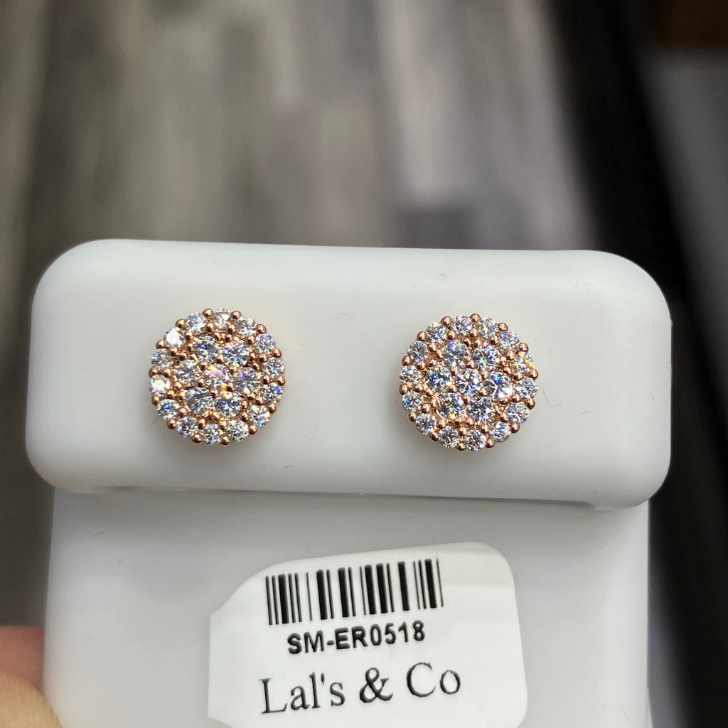 Rose Gold Coated Sterling Silver 925 VVS1-D 0.80 CTW Moissanite 10mm Circle Earrings