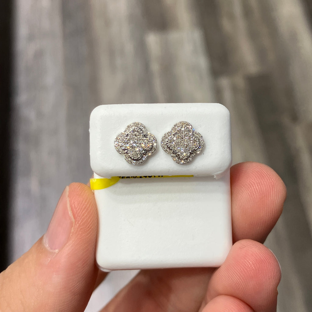 Floral Lab-Grown Diamond Stud Earrings in 925 Sterling Silver