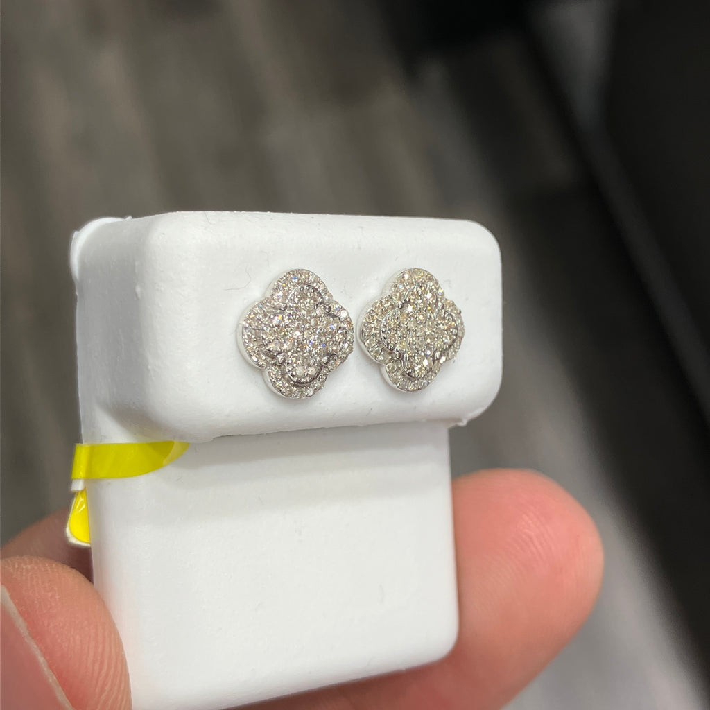Floral Lab-Grown Diamond Stud Earrings in 925 Sterling Silver