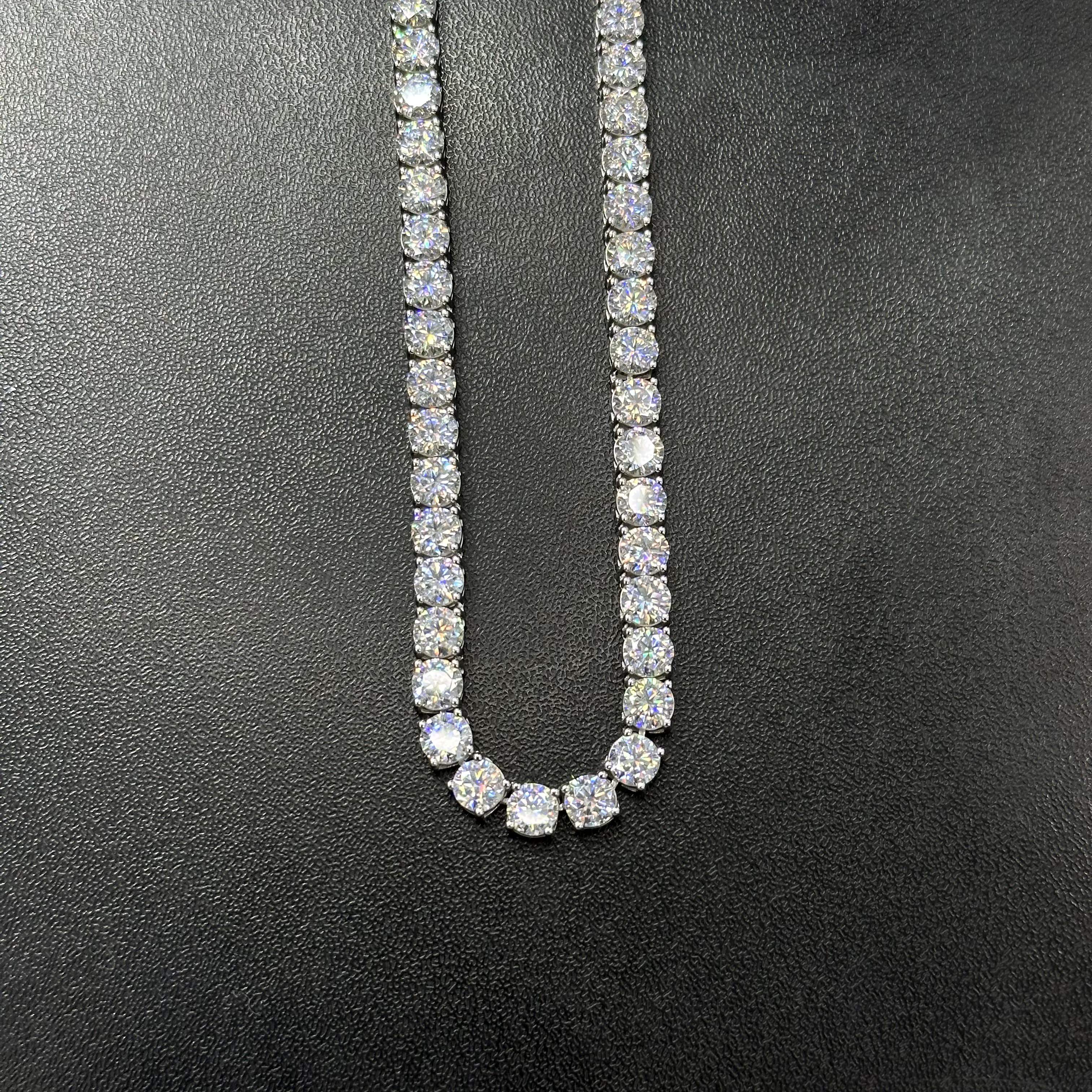 925 Sterling Silver 50 CTW Moissanite Tennis Chain 5mm 20"