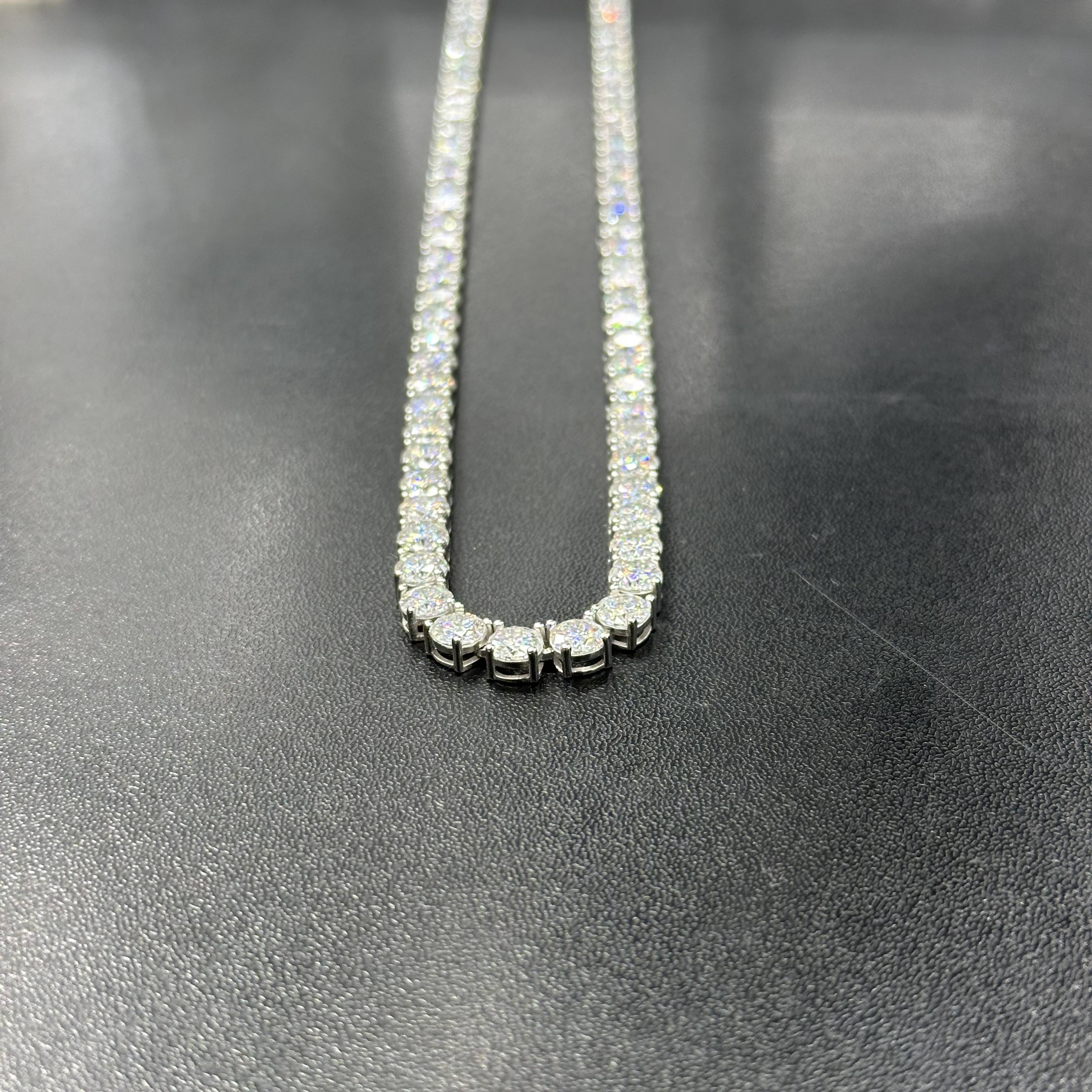 925 Sterling Silver 50 CTW Moissanite Tennis Chain 5mm 20"