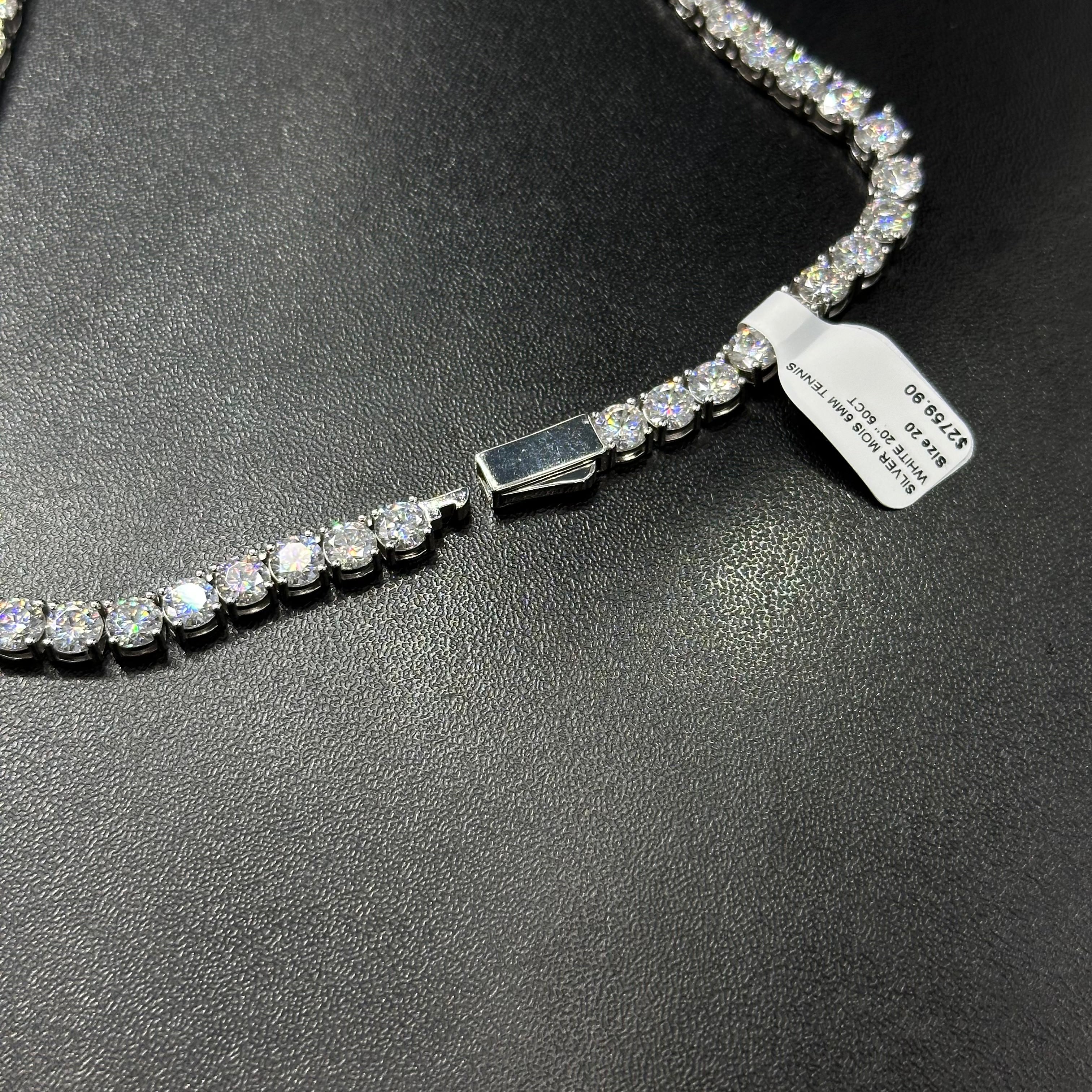 925 Sterling Silver 50 CTW Moissanite Tennis Chain 5mm 20"