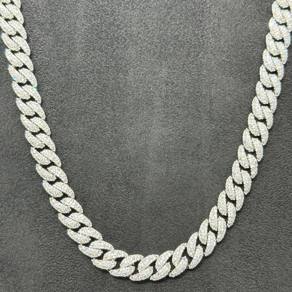 10mm 22-Inch Cuban Link Moissanite Chain in 925 Sterling Silver