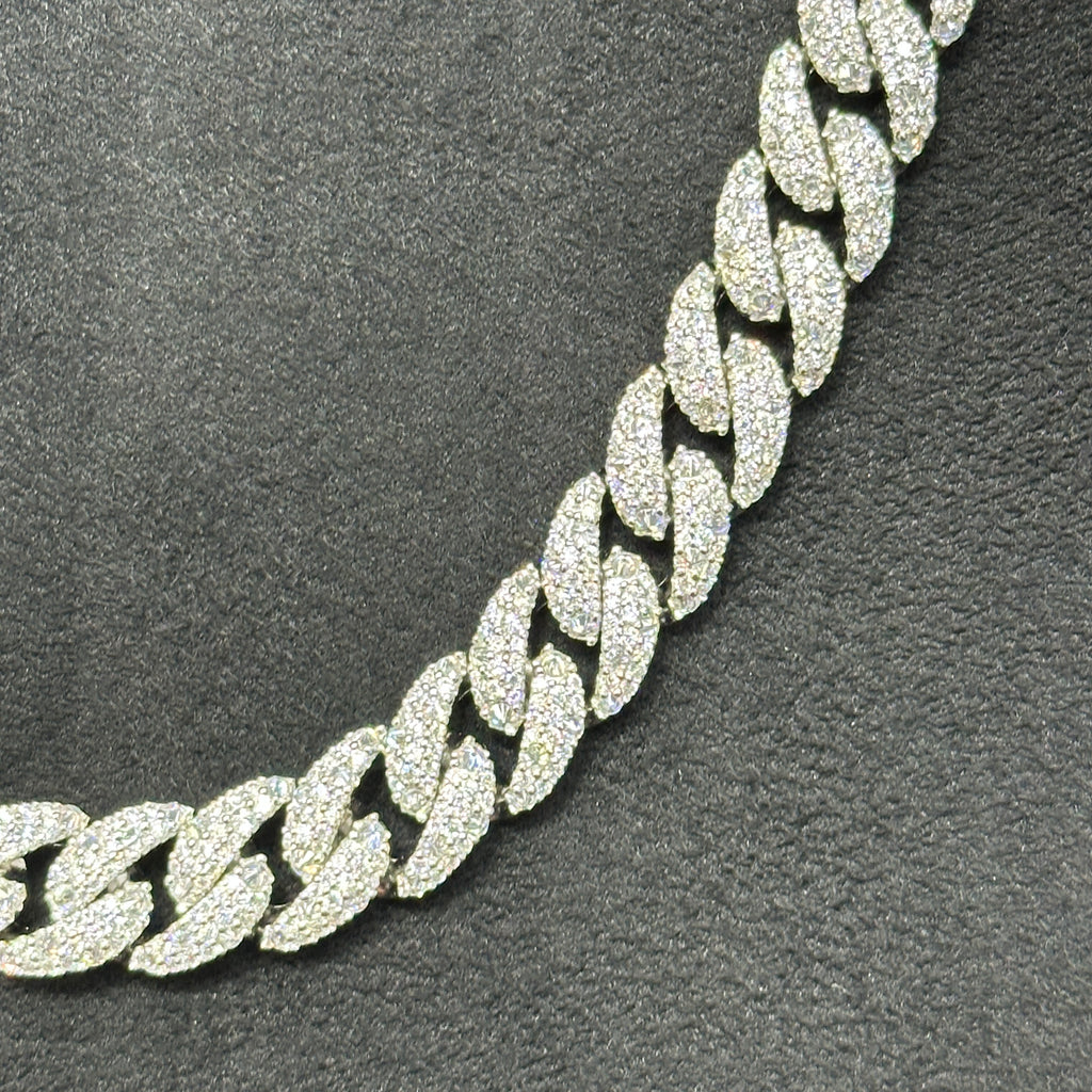 10mm 22-Inch Cuban Link Moissanite Chain in 925 Sterling Silver