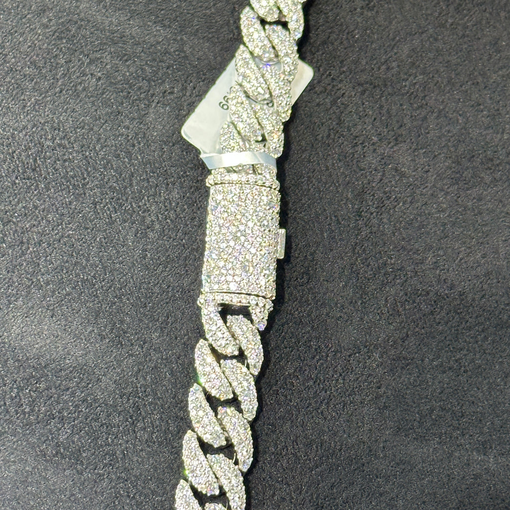 10mm 22-Inch Cuban Link Moissanite Chain in 925 Sterling Silver