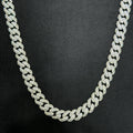 12mm 925 Sterling Silver Cuban Link Cross Chain with 19.59 CTW Moissanite