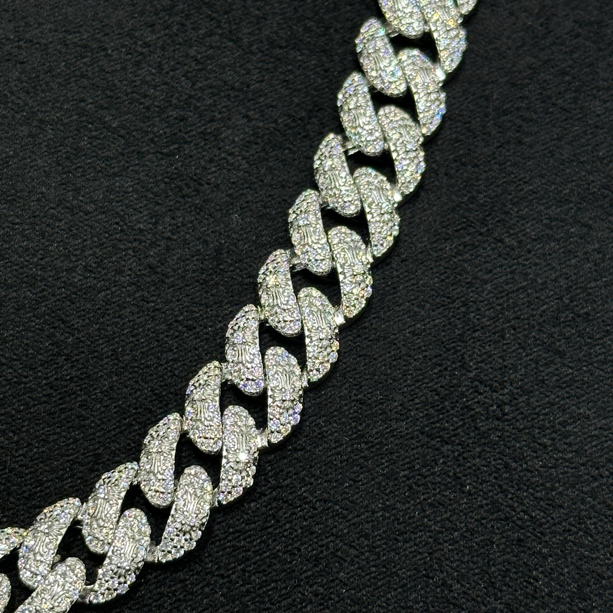 12mm 925 Sterling Silver Cuban Link Cross Chain with 19.59 CTW Moissanite