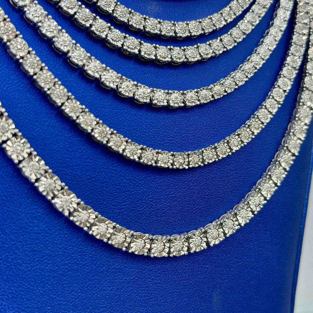 Fanuka Style Tennis Chain 925 Silver with Natural Diamonds SI 5mm