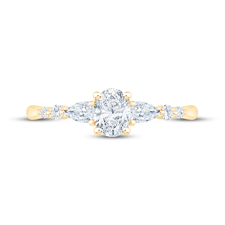 Lab-Grown Diamonds Oval-Cut & Pear-Shaped Three-Stone Engagement Ring