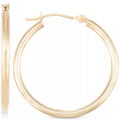 Polished Tube Hoop Earrings in 10k Gold