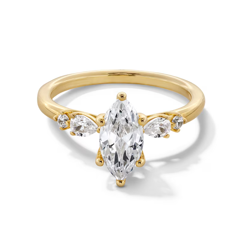 1.25 CT T.W. Multi-Shape Certified Lab-Grown Diamond Five-Stone Engagement Ring Crafted in 14K Gold F Color, VS2 Clarity