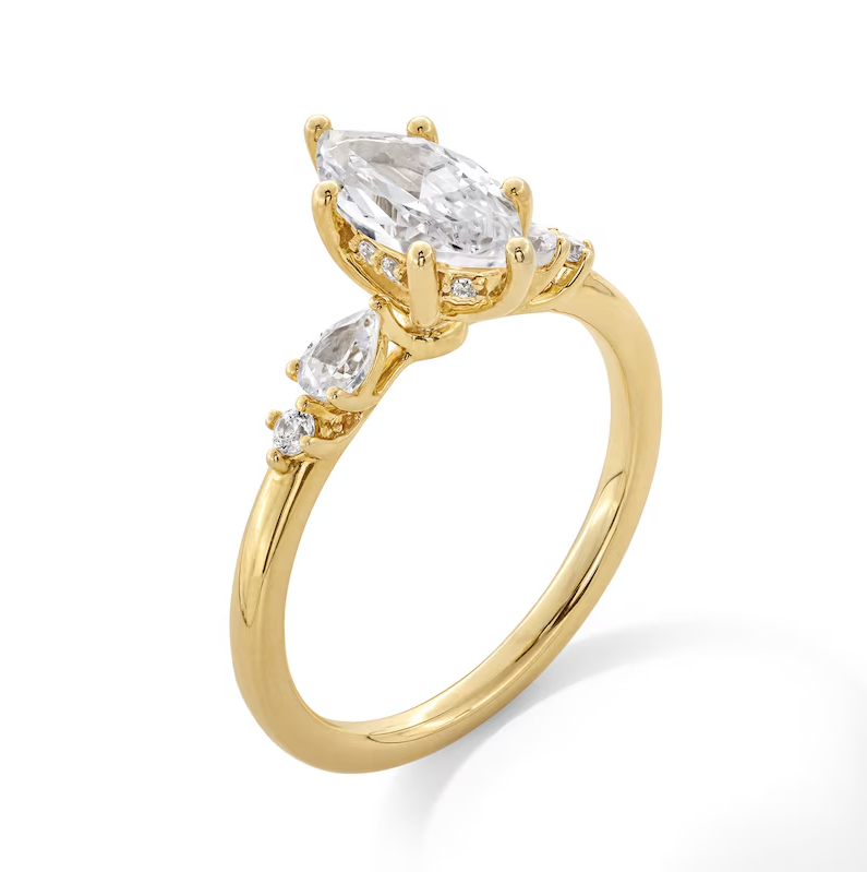 1.25 CT T.W. Multi-Shape Certified Lab-Grown Diamond Five-Stone Engagement Ring Crafted in 14K Gold F Color, VS2 Clarity