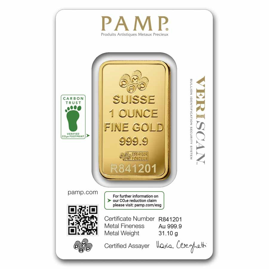 1 oz Gold Bar - PAMP Lady Fortuna VERISCAN™ (In Assay)
